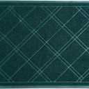 SlipToGrip Entryway Mat for Indoor Outdoor Use - No-Slip Front Doormat for Outside Entrance - 42 x 35 Inch Washable Outdoor Mat with Green Plaid Design for Porch, Garage, and Patio