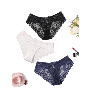 Avidlove Lace Underwear for Women Sexy Hipster Panties Breathable Bikini Panty 3 Packs S