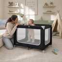 Dream On Me Zodiak Portable Playard, Compact for Travel, Carry Bag, Black | Removable Mattress Pad, Mesh Sides, Quick Fold, 30 Lb Limit - ASTM Tested for Infants & Toddlers, Indoor & Outdoor Use, 40 x 28.5 x 29 inches