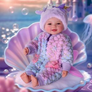 BABESIDE Mermaid Baby Doll Girl-17inch Realistic Soft Baby Dolls with Sparkling Mermaid Outfit & Accessories, Cute Mermaid Toys for 3+ Year Old Girls Gifts, Pretend Play, Collection