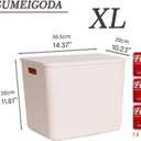 Plastic Storage Bins with lids,Storage Baskets,Container with handle,Storage Organizer Bins for Shelves,Office,Bedrooms,Closets, Cabinets(Grey4XL)