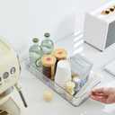 JoyHuaTrade 1PCS Fridge Organizer with Wheels, Refrigerator Organizers and Storage with Adjustable Dividers, Clear Pantry Organizer Bins for Kitchen Organization and Storage