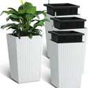 Garvee Set of 4 Tall Outdoor Planters, 16 Inch Planters for Outdoor Plants, 4 Pack