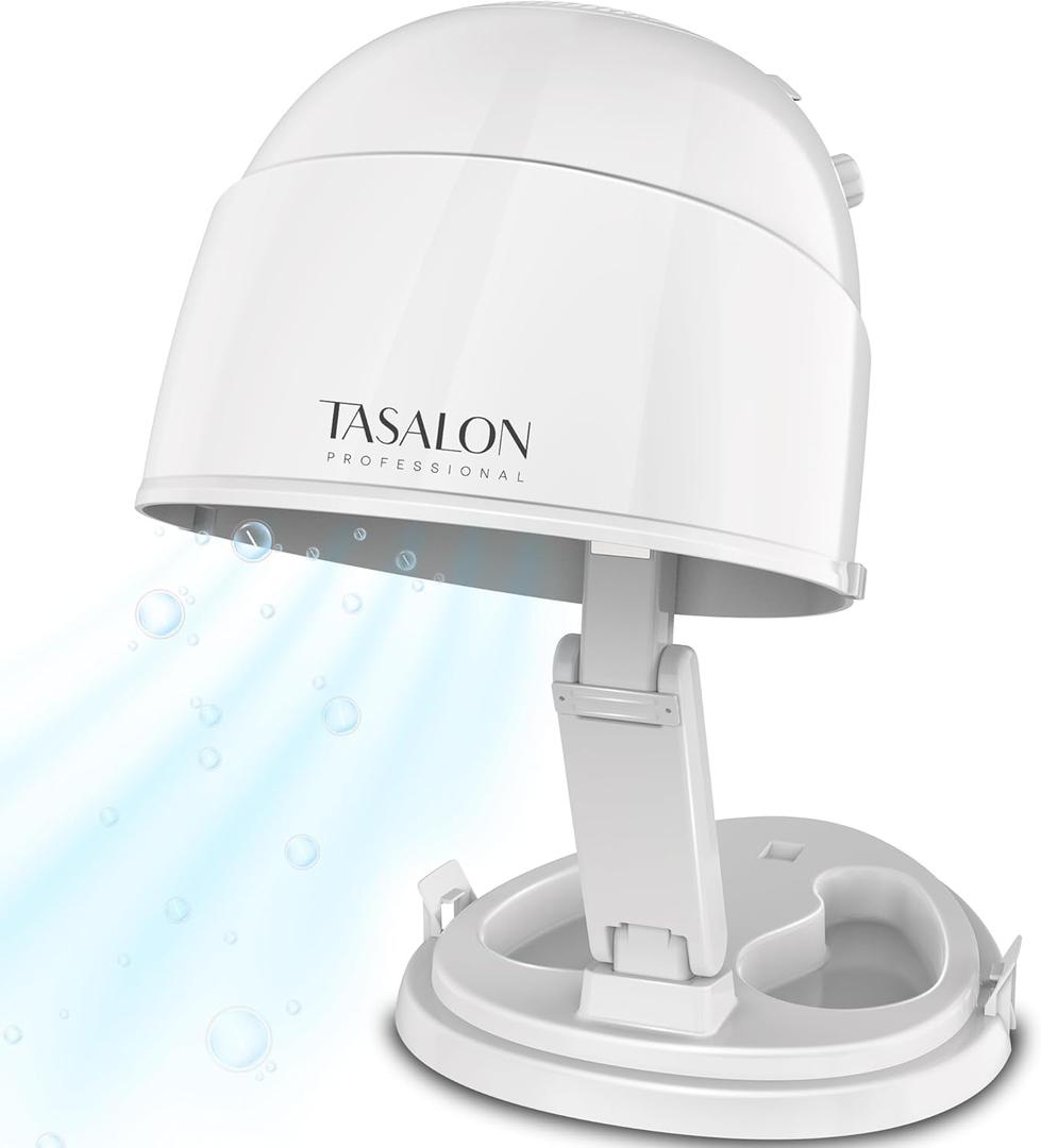 TASALON Ionic Hooded Dryer - 1875W Bonnet Dryer, 3 Heating Settings, Sit Under for Home and Salon, Portable Hair Dryer with Hood, Height Adjustable Hooded Hair Dryer- White (Large)