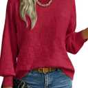 Womens Fall Fashion 2025 Lightwight Sweater, Crew Neck Dressy Casual Work Sweaters, Trendy Winter Knit Clothes (Small, Red)