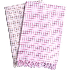 AVKA Studio Check Bath Towels - Indian Cotton Towel - Fast Drying Quick Absorbent - Set of 2 30x60 Inches
