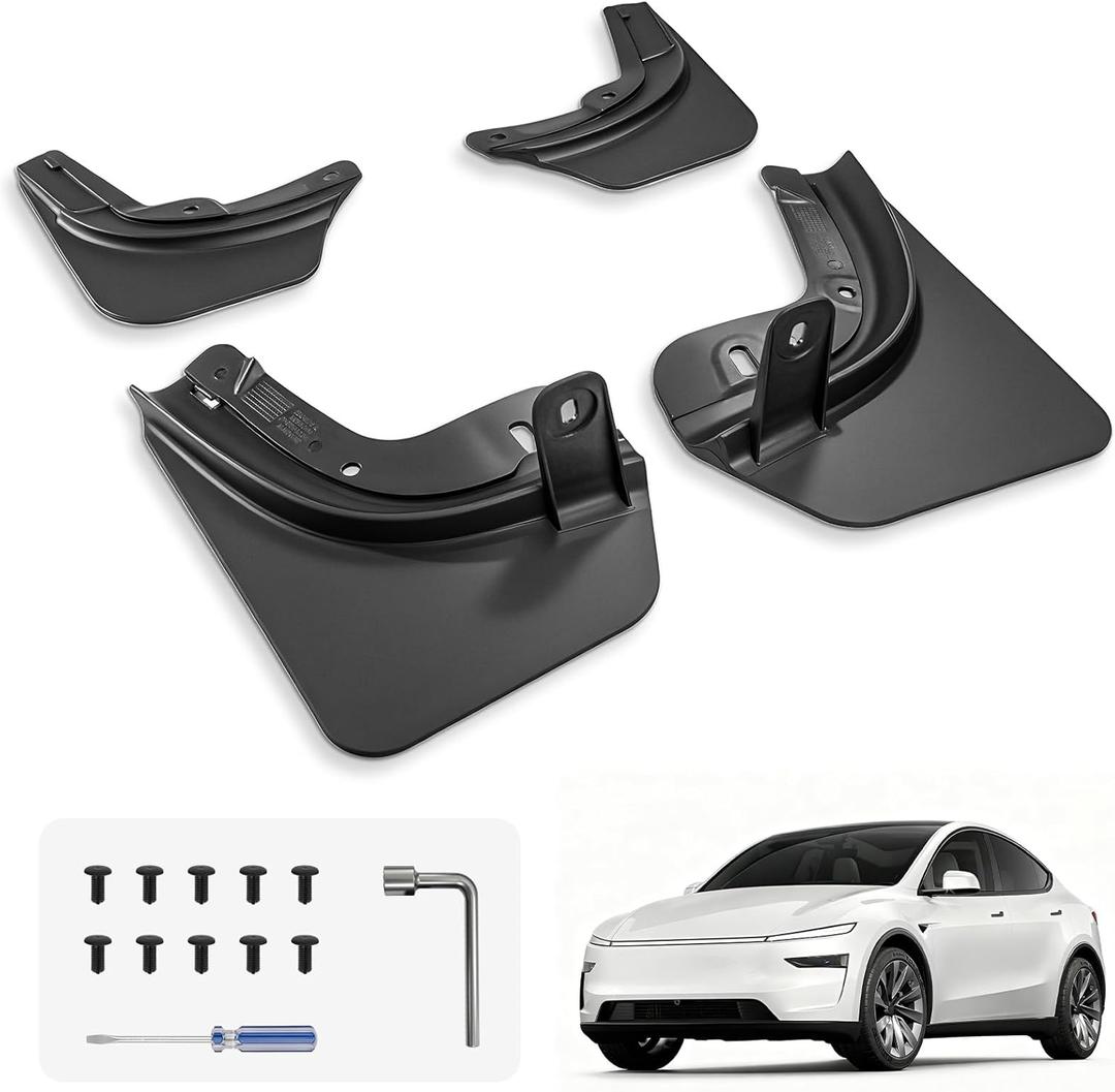 3W Tesla New Model Y Juniper Mud Flaps 2025 2026 Accessories, Protect Paint, No Drilling Required, All-Weather Mud Guard Body Kits, Black (Set of 4) only for Standard Model