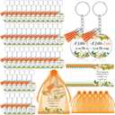 Quelay 48 Sets Little Cutie Baby Shower Party Favors with Orange Keychains Thank You Kraft Tags Orange Organza Bags for Gender Reveal Decorations Fruit Theme Birthday Party Supplies Gift for Guest