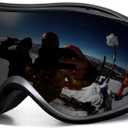 SPOSUNE OTG Ski Goggles Men Women, Over Glasses Anti Fog Snowboard Goggles, UV Protection Snow Goggles for Adult & Youth (Black&gray Lens)