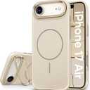 Vihibii for iPhone Air Case Slim, [Compatible with Magsafe], Invisible Camera Stand, Anti-Fading Glow Stylish Case, Military-Grade Protection & Scratch-Resistant Back Phone Cover, 6.5" 2025, White