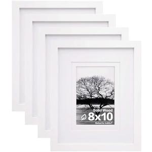 Egofine 8x10 Picture Frames Set of 3, Made of Solid Wood Covered by Plexiglass 4x6 and 5x7 with Mat or 8x10 without Mat, for Table Top Display and Wall Mounting Photo Frame White