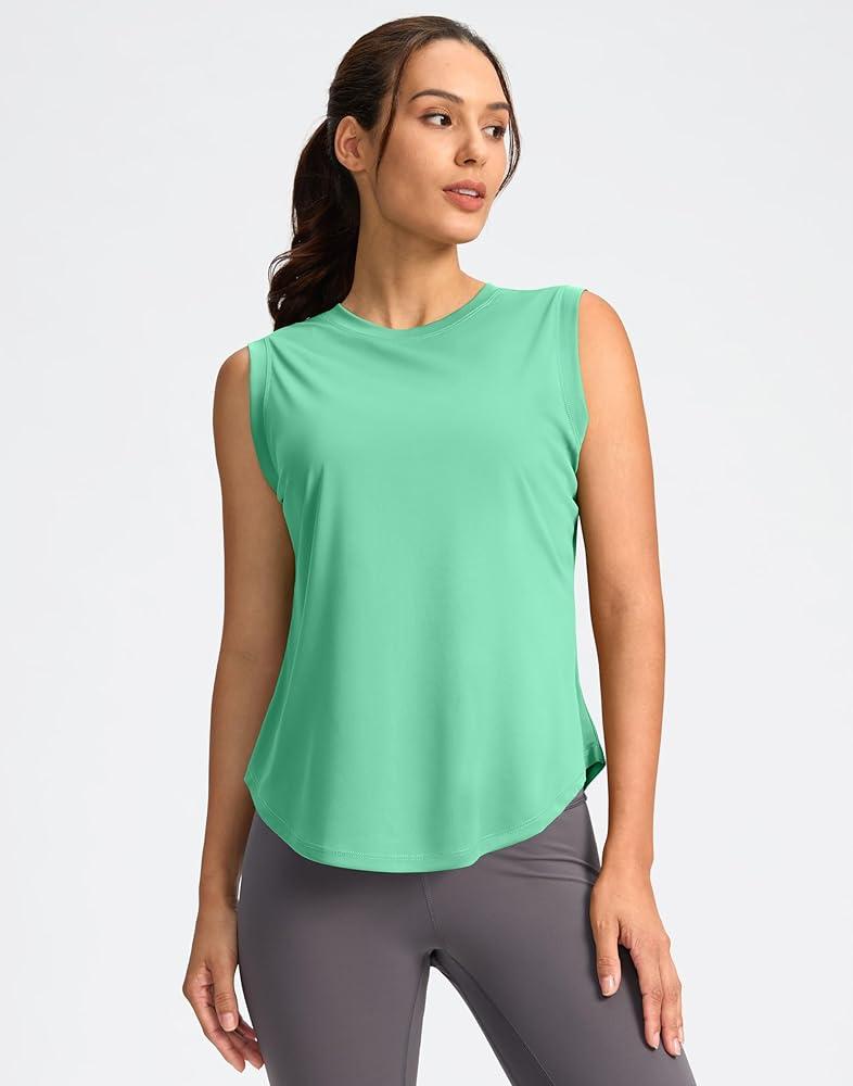 Soothfeel Women's Workout Tops for Women Sleeveless Tennis Yoga Shirts Lightweight Loose Athletic Running Tank Tops, S