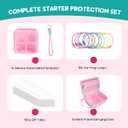 Hard Travel Case Compatible with Yoto Mini Player,Includes Silicone Cover,102 Self-Adhesive Labels and 10 Hanging Rings,yoto Cards Holder Designed Specifically for Yoto Cards and Accessories (Pink)