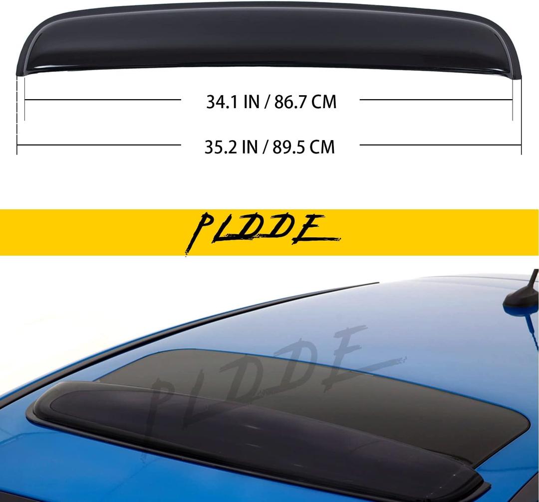 Set of 1 35" / 89cm (34" Between The Inner Edge) Sun/Rain Guard Top Sun/Moon Roof Visor Fit 28-34 Moonroof/Sunroof Universal Small Size Smoke Acrylic Tape-On Car Accessories (Not Wider Than 34")