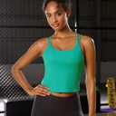 RUNNING GIRL Yoga Tank Tops for Women Built in Shelf Bra B/C Cups Strappy Back Activewear Workout Compression Tops (Green, L)