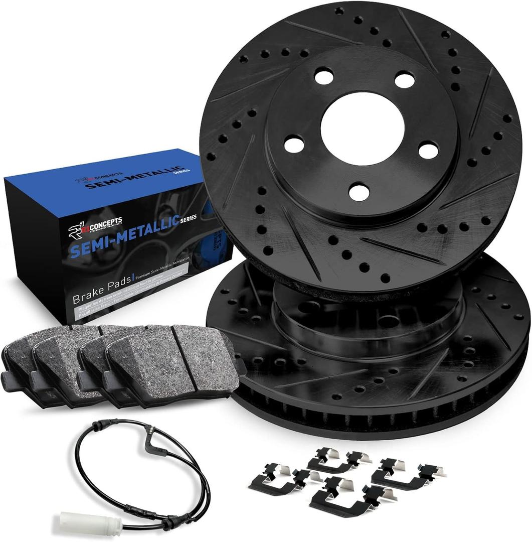 R1 Concepts Rear Brakes and Rotors| Hardware Included| Rear Semi Met Brake Pads and Rotors Kit| Fits 2010-2013 Land Rover Range Rover