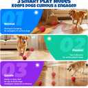 3 x Fsitego Dog Balls: Interactive Dog Ball Auto Rolling - Interactive Dog Toys for Aggressive Chewers - Bouncy & Throwable, Type-C Rechargeable, Washable, for Small & Medium & Large Dogs Red