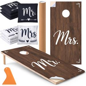 11 Pcs Wedding Cornhole Game Set, Mr & Mrs Cornhole Bags