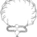 Dog Prong Collar Stainless Steel Metal Chain Dog Pinch Collars Training Collar for Large Medium Small Dogs,Detachable, Adjustable Length 12''- 28'' (Silver)