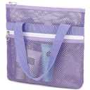 GYEUKHAM Mesh Shower Caddy Portable Shower Bag for Travel, Gym, Camping – Quick-Dry Hanging Toiletry Organizer with Zipper Pockets for Bathroom Essentials,Purple