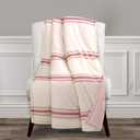 Lush Decor Throw Blanket Farmhouse Stripe, 60" x 50", Red