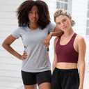 Real Essentials 5 Pack: Women's Short Sleeve T-Shirts Workout Tops Fitness Pilates Gym Activewear Athletic (L)