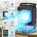 Mini Air Conditioner, Portable Air Conditioners, Evaporative Air Cooler Humidifier, 3 Speed Quiet Personal Cooling Fan, 7-Color LED Night Light, 4/8H Timer for Bedroom, Office, Camping, Room, Home