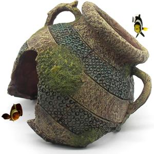 relaqcc Aquarium Decor Ruins Leaning Vase Hideaway Cave, Betta Fish Tank Accessories for Goldfish, Shrimp, Conch, Cichlid