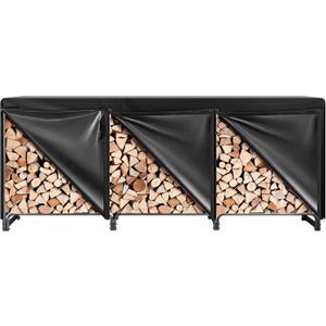 VIVOHOME 10 ft Heavy Duty Firewood Rack Outdoor with Cover, Fire Wood Storage Rack, Log Holder and Cover Combo Set with Zipper, Black