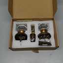 Glass Door Knobs Interior with Lock, Vintage Crystal Privacy Antique Brass Octagon Door Knobs for Bedroom Bathroom, 1 Pack