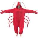 AIYOUYIYA Adult Sea Creatures Onesie Lobster, Crab, Shrimp, Turtle Halloween Costume Unisex Animal Cosplay One-Piece Pajamas S