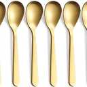 FULLYWARE Matte Gold Demitasse Espresso Spoons, Stainless Steel Satin Finish Coffee Spoons, Mini Teaspoons, Sugar Spoons, 4.7-inch, Set of 6, 6-PIECE