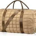 Dimayar Puffer Duffle Bag for Travel – 22”x14”x9” Airline-Approved, Puffy Weekender Bag for Women with Shoe Compartment, 40L（Khaki）