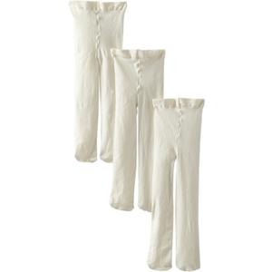 JEFRG Baby-Girls Newborn Smooth Microfiber Tights 3 Pair Pack (0-6 Months, Ivory)