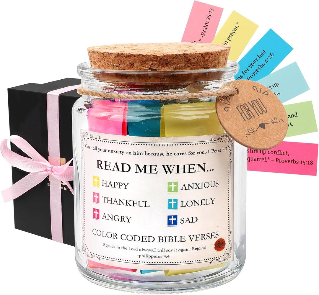 Bible Verses Jar,Christian Birthday Gifts for Women(Mom,Grandma,Nana,Aunt,Sister,Wife & Best Friend),Religious Personalized Gift,Inspirational Mothers Day Gift (Original)