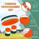 Bememo 30 Pcs Neon Striped Sports Sweatbands Set Include 10 Headbands, 20 Wristbands Terry Cloth Athletic Bands for Men, Women, Gym, Sports-Green, Orange, White