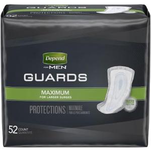 Depend Guards Incontinence Pads for Men, Maximum Absorbency, 52 Count