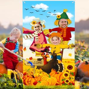 3 x Premium Fall Photo Backdrop, Backdrops for Photography, Classic Design, HQ Fabric, HD Printing, Funny Festival Games, Perfect Photo Props for Fall Thanksgiving Birthday Festival Party Decorations