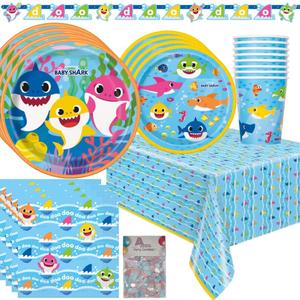 Baby Shark Party Decorations include Party Supplies for 16 Guests and Birthday Decorations for Kid's Birthday Party, Baby Shower, or Gender Reveal Party
