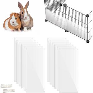 Oncpcare 12 Pack Pet Plastic Cage Liner Protection 14'' x 6'' Rabbit Cage Urine Guard Clear Cage Edge Liner Guinea Pig Side Lining Small Animal Cage Accessories - Keep Litter in The Cage