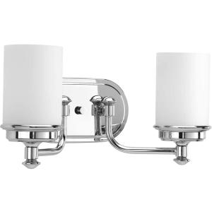 Progress Lighting Glide Collection 2-Light Etched Opal Glass Coastal Bath Vanity Light Polished Chrome