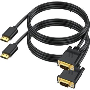 HDMI to VGA 6FT, Uni-Directional HDMI Computer to VGA Monitor Cable (Male to Male) Compatible for Desktop, Laptop, PC, Monitor, Projector, HDTV, Raspberry Pi, Roku, Xbox and More (2)