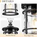 Emliviar 10.2" Hanging Lantern Light for Outside, Modern Outdoor Pendant Lighting Chandelier with Adjustable Chain, Black Porch Light with Water Ripple Glass, XE229H-S WG BK