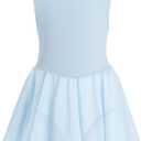 Phineein Girls Gymnastics Leotards Crisscross Back With Skirt- Sleeveless Ballet Dance Fancy Crossover Dress