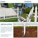 ECOOPTS 1 Set W84 x H36 Vinyl Picket Fence Panels White Decorative Fence for Garden Patio Yard Pool Walkways Suit for Soft Ground (20 Pickets, Curved)