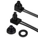 2PCS IP67 Waterproof Push Button Switch, 12V DC SPST ON-Off Switch for RV, Automotive, Motorcycle & Bathroom Fan KP-107-2PCS (Black)