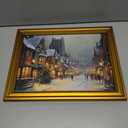 VIYYIEA Vintage Gold Framed Wall Art for Living Room, Christmas Canvas Prints Home Decor, Oil Painting Picture, Bedroom Wall Decor Gifts for Friends or Family -【A Cold Snowy Night】-(16L x 12W)