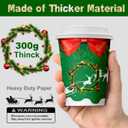 JOYEUX Christmas Disposable Coffee Cups with Lids 12 oz, To Go Coffee Cups, Holiday Paper Cups for Hot Cocoa, Hot Chocolate, Drinks Supplies, Xmas Dinner Party - 40 Pack