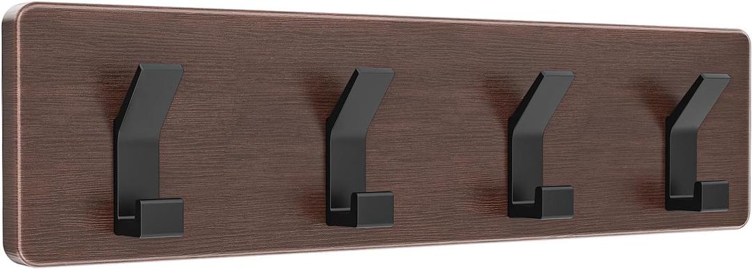 Coat Rack Wall Mounted  Wooden Coat Rack with Hooks, Wall Clothes Rack & Hat Rack for Wall, Heavy Duty Coat Hanger Wall Mount for Entryway, Bedroom, Hallway(Walnut)