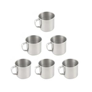 Liang baobao Stainless Steel Coffee Mugs 6oz Cups with Handle Set of 6 for Drinking Tea, Latte Espresso, Juice or Water